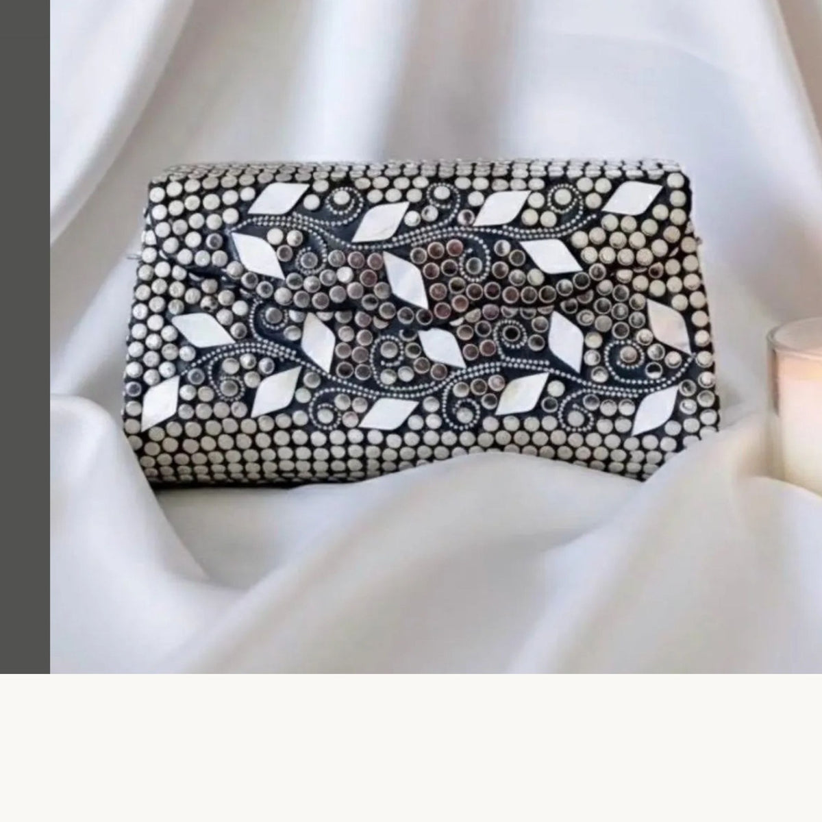 Silver Mother of Pearl Box Clutch — view 3