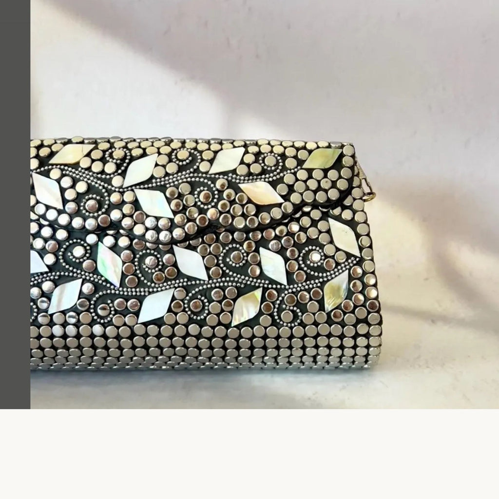 Silver Mother of Pearl Box Clutch — view 4