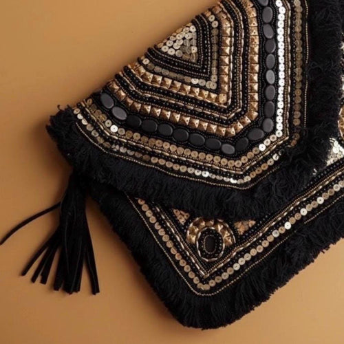 Black & Bronze Embroidered Sling Clutch — view 2