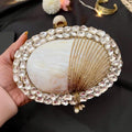 Gold Mother of Pearl Rhinestone Clutch — view 1