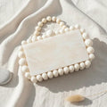 Ivory Marble Resin Beaded Box Clutch — view 1