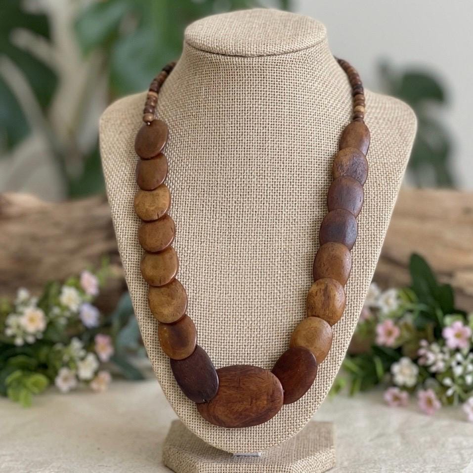 Earthy Stone Disc Bead Necklace — view 2