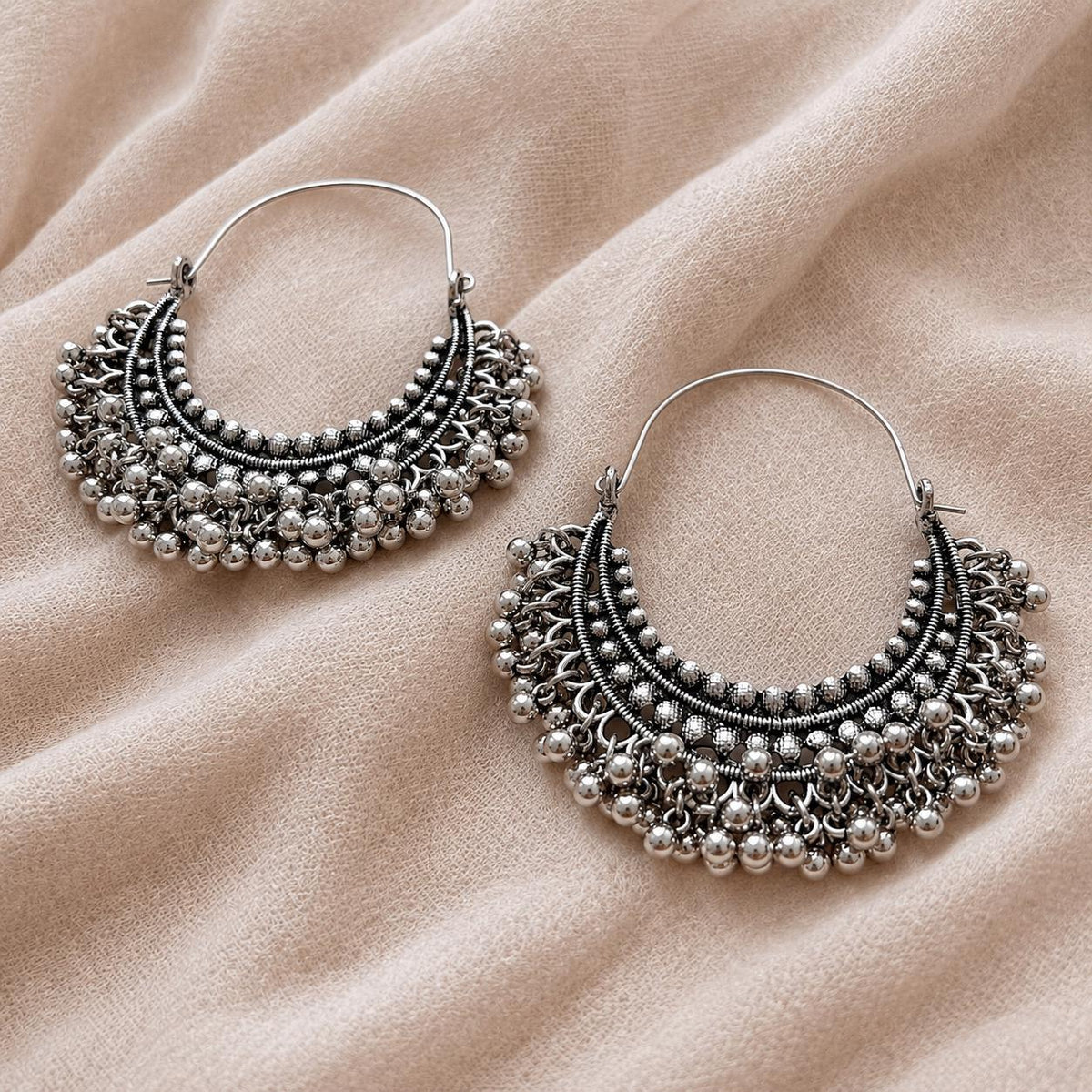 Tribal Crescent Hoop Earrings — view 3