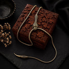 Antique Brass Snake Lariat Necklace — view 1