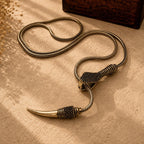 Antique Brass Snake Lariat Necklace — view 2