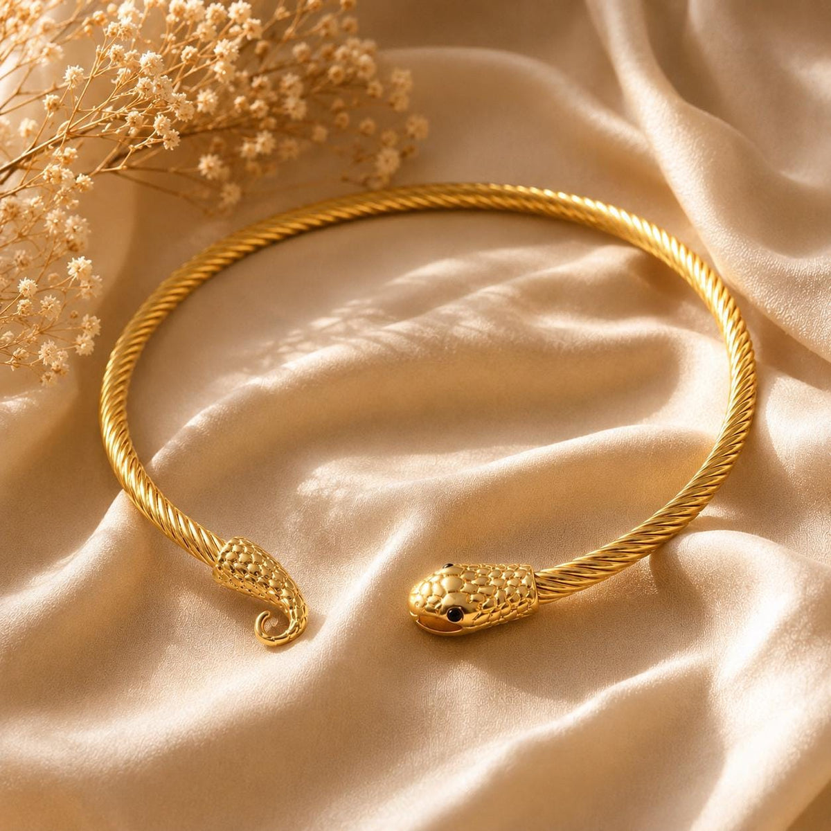 Gold Snake Coil Choker Necklace — view 1