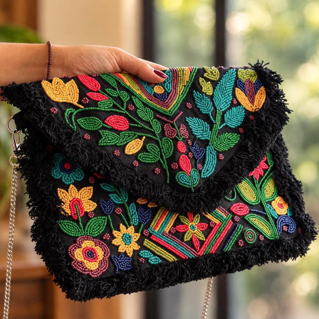 Bloom Beaded Fringe Clutch — view 3