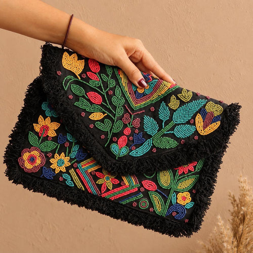 Bloom Beaded Fringe Clutch — view 1
