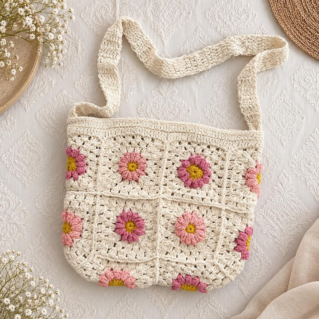 Floral Granny Crochet Crossbody Bag — view 2