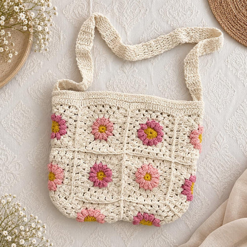 Floral Granny Crochet Crossbody Bag — view 2