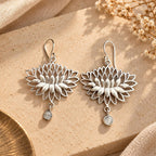 Gold Lotus Drop Earrings — view 2
